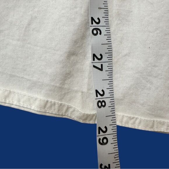 Magaschoni Tunic Top Women Large White Poplin Blouse Collared Split Neck Popover - Picture 5 of 8